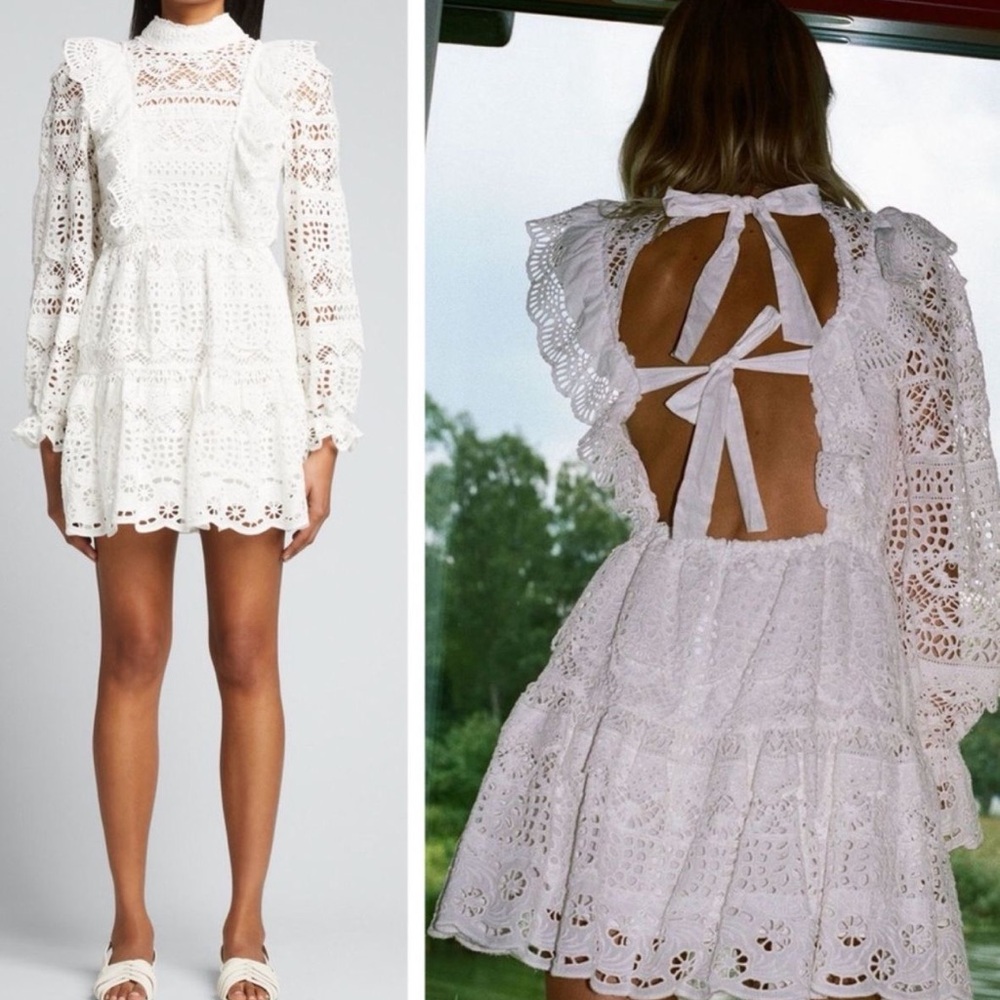 Sea NY Patrizia White Lace Open Back Dress size 6 NWT